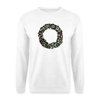 Smaragdgrüner Kranz mit roten Beeren - Unisex Pullover - Weiß - Vorne - Alina (178cm) & Michal (187cm)