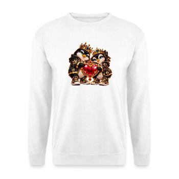 Königspinguine Herzglanz - Unisex Pullover - Weiß - Vorne - Alina (178cm) & Michal (187cm)