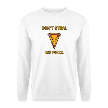 Pizza – Don’t steal my pizza – lustiger Spruch - Unisex Pullover - Weiß - Vorne - Alina (178cm) & Michal (187cm)