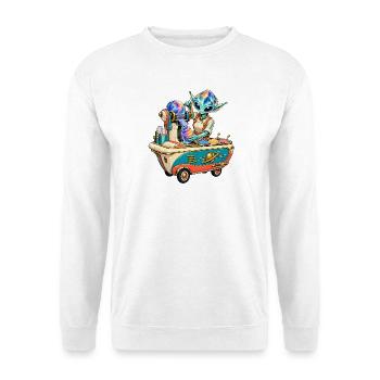 Galaktischer Eiszauber Barkeeper - Unisex Pullover - Weiß - Vorne - Alina (178cm) & Michal (187cm)