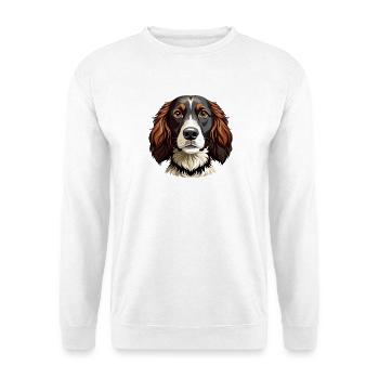 Springer-Spaniel-Hundekopf - Unisex Pullover - Weiß - Vorne - Alina (178cm) & Michal (187cm)