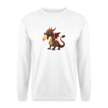 Feuerspeiender Drache - Unisex Pullover - Weiß - Vorne - Alina (178cm) & Michal (187cm)