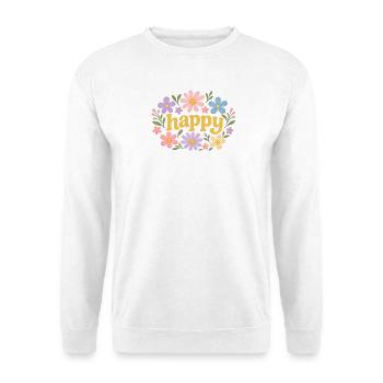 Glückliche Blumen - Unisex Pullover - Weiß - Vorne - Alina (178cm) & Michal (187cm)