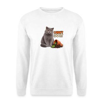 I Didn't Do It – Unschuldige Katze - Unisex Pullover - Weiß - Vorne - Alina (178cm) & Michal (187cm)