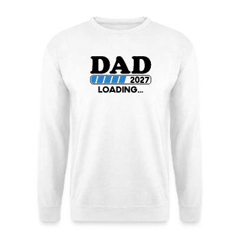 Dad 2027 Loading Papa Baby Geschenk - Unisex Pullover - Weiß - Vorne - Alina (178cm) & Michal (187cm)