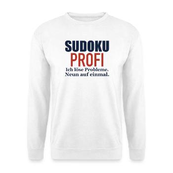 Sudoku Profi – Ich löse Probleme - Unisex Pullover - Weiß - Vorne - Alina (178cm) & Michal (187cm)