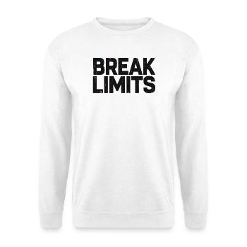 Break Limits fettgedruckter Text - Unisex Pullover - Weiß - Vorne - Alina (178cm) & Michal (187cm)