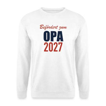 Befördert zum Opa 2027 - Unisex Pullover - Weiß - Vorne - Alina (178cm) & Michal (187cm)