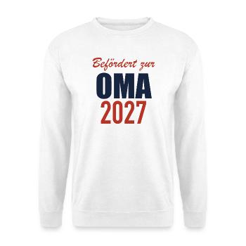 Befördert zur Oma 2027 - Unisex Pullover - Weiß - Vorne - Alina (178cm) & Michal (187cm)