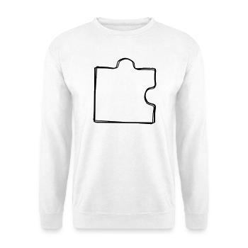 Puzzleteil handgezeichnet - Unisex Pullover - Weiß - Vorne - Alina (178cm) & Michal (187cm)