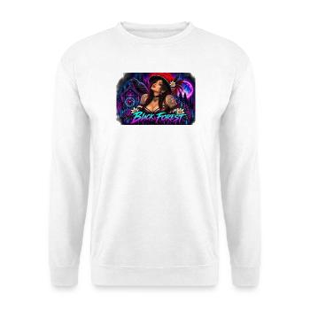 Neon Schwarzwald Pinup - Unisex Pullover - Weiß - Vorne - Alina (178cm) & Michal (187cm)