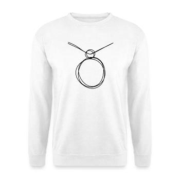 Medaillon handgezeichnet - Unisex Pullover - Weiß - Vorne - Alina (178cm) & Michal (187cm)