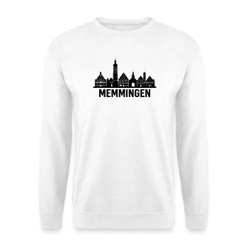 Memmingen Skyline Silhouette - Unisex Pullover - Weiß - Vorne - Alina (178cm) & Michal (187cm)