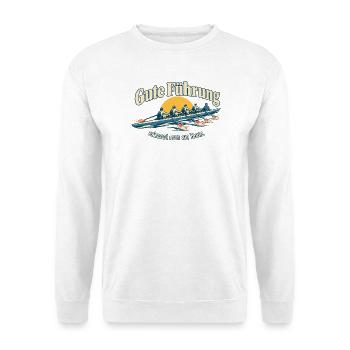 Gute Führung Teamgeschenk für Chefin oder Chef - Unisex Pullover - Weiß - Vorne - Alina (178cm) & Michal (187cm)