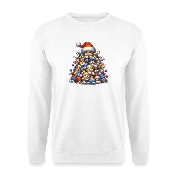 🎁 Weihnachtswelpenbaum - Unisex Pullover - Weiß - Vorne - Alina (178cm) & Michal (187cm)