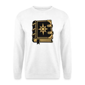 Zauberbuch Stern Magie Icon - Unisex Pullover - Weiß - Vorne - Alina (178cm) & Michal (187cm)