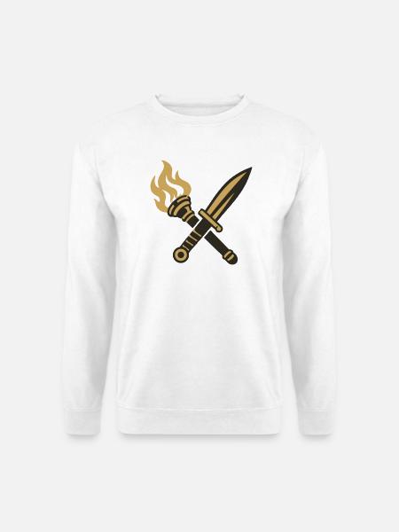 Schwert Fackel Wappen Logo - Unisex Pullover - Weiß