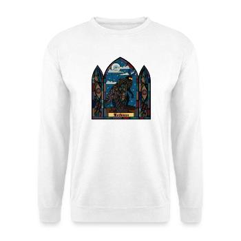 Mothman Buntglas - Unisex Pullover - Weiß - Vorne - Alina (178cm) & Michal (187cm)