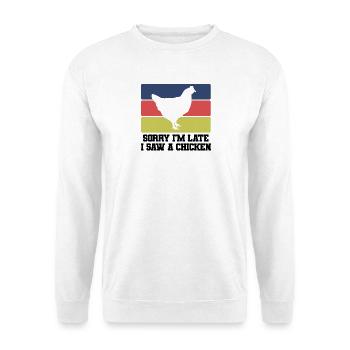 Huhn Spruch Humor  - Unisex Pullover - Weiß - Vorne - Alina (178cm) & Michal (187cm)