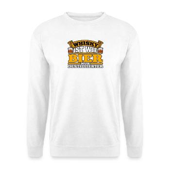 Whisky wie Bier Destilliert - Unisex Pullover - Weiß - Vorne - Alina (178cm) & Michal (187cm)