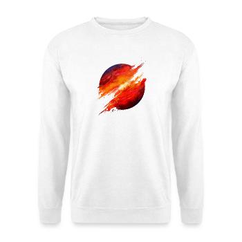 Crimson Ember Burst - Unisex Pullover - Weiß - Vorne - Alina (178cm) & Michal (187cm)