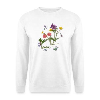 Blumenwiese - Unisex Pullover - Weiß - Vorne - Alina (178cm) & Michal (187cm)
