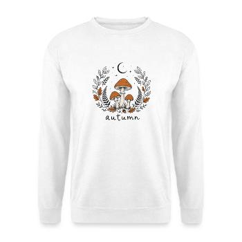 Autumn Herbst Pilze Mond Natur Cottagecore - Unisex Pullover - Weiß - Vorne - Alina (178cm) & Michal (187cm)