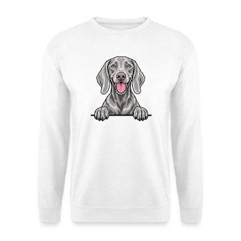 Weimaraner - Unisex Pullover - Weiß - Vorne - Alina (178cm) & Michal (187cm)