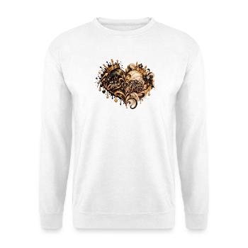 Chaos & Glanz Herzgold Fusion - Unisex Pullover - Weiß - Vorne - Alina (178cm) & Michal (187cm)