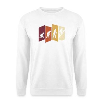 Dachdecker Evolution Retro Handwerk Beruf Spruch - Unisex Pullover - Weiß - Vorne - Alina (178cm) & Michal (187cm)
