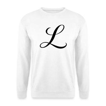 Name mit Anfangsbuchstabe L Lena Leon Luca Lara - Unisex Pullover - Weiß - Vorne - Alina (178cm) & Michal (187cm)