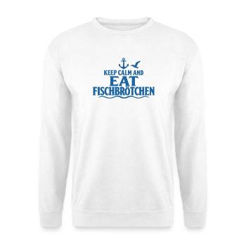 Fischbrötchen – Keep Calm an der Küste - Unisex Pullover - Weiß - Vorne - Alina (178cm) & Michal (187cm)