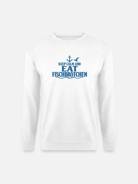Fischbrötchen – Keep Calm an der Küste - Unisex Pullover - Weiß