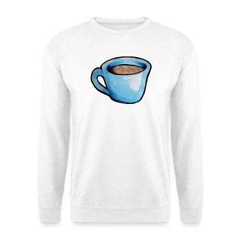 Blaue Aquarell Kaffeetasse - Unisex Pullover - Weiß - Vorne - Alina (178cm) & Michal (187cm)