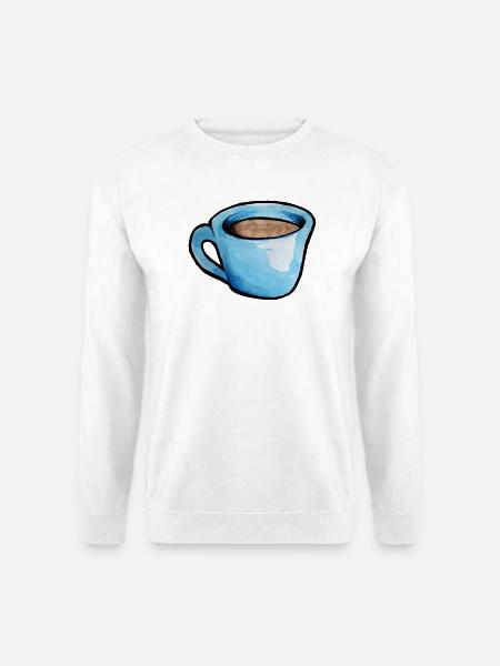 Blaue Aquarell Kaffeetasse - Unisex Pullover - Weiß
