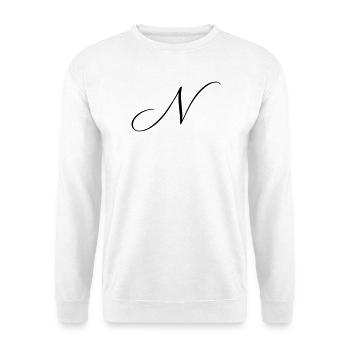 Name mit Anfangsbuchstabe N Nina Noah Nora Nico  - Unisex Pullover - Weiß - Vorne - Alina (178cm) & Michal (187cm)