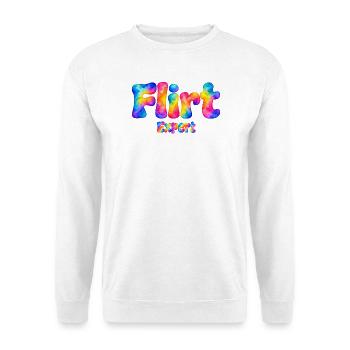Flirt Expert – Bunter Aquarell Spruch mit Humor - Unisex Pullover - Weiß - Vorne - Alina (178cm) & Michal (187cm)