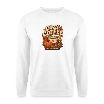 Cozy Coffee Autumn Days T-Shirt Retro Gemütlich - Unisex Pullover - Weiß - Vorne - Alina (178cm) & Michal (187cm)