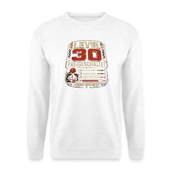 30 Geburtstag Level 30 Gaming Geschenk Humor - Unisex Pullover - Weiß - Vorne - Alina (178cm) & Michal (187cm)