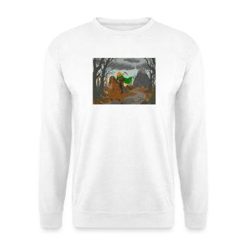 Kürbisköpfiger Reiter - Unisex Pullover - Weiß - Vorne - Alina (178cm) & Michal (187cm)