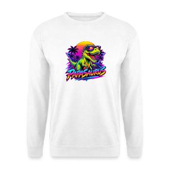  Papasaurus Dinosaurier Sonnenbrille Retro 80er - Unisex Pullover - Weiß - Vorne - Alina (178cm) & Michal (187cm)