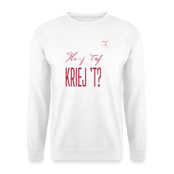 He-j 't oder 't het? – Twenter Dialekt - Unisex Pullover - Weiß - Vorne - Alina (178cm) & Michal (187cm)