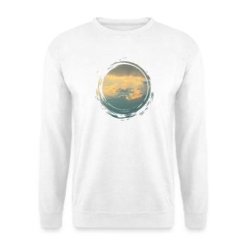 Sunlit Sky Circle Pinseldruck - Unisex Pullover - Weiß - Vorne - Alina (178cm) & Michal (187cm)