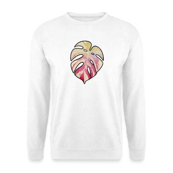 Pastel Monstera Blatttraum - Unisex Pullover - Weiß - Vorne - Alina (178cm) & Michal (187cm)