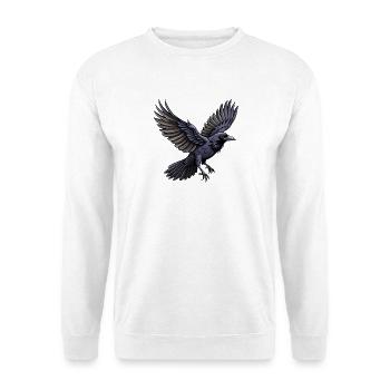 Fliegender Amerikanischer Krähenvogel - Unisex Pullover - Weiß - Vorne - Alina (178cm) & Michal (187cm)