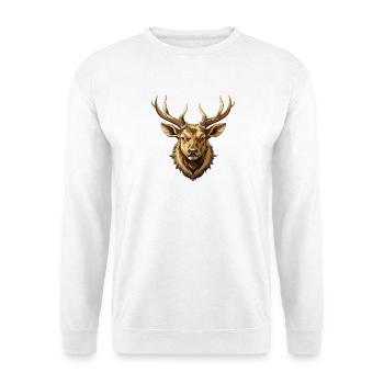 Männlicher Elch-Bullenkopf-Mount - Unisex Pullover - Weiß - Vorne - Alina (178cm) & Michal (187cm)