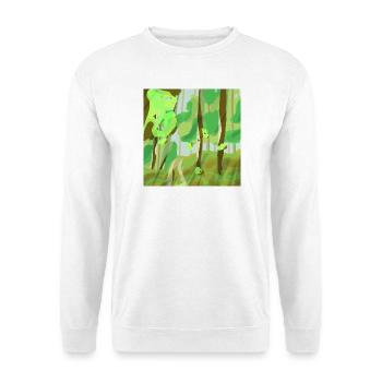 Waldlandschaft in Grüntönen - Unisex Pullover - Weiß - Vorne - Alina (178cm) & Michal (187cm)