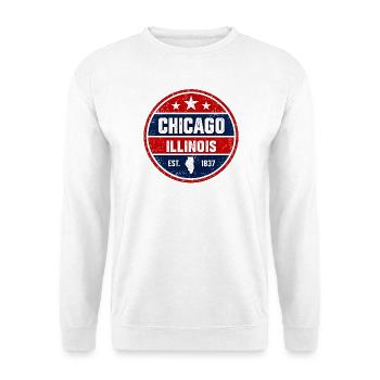 Chicago - Illinois - 1837 - United States  America - Unisex Pullover - Weiß - Vorne - Alina (178cm) & Michal (187cm)