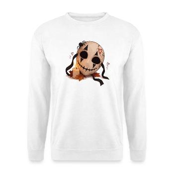 Gruselige Maske mit Kerze - Unisex Pullover - Weiß - Vorne - Alina (178cm) & Michal (187cm)