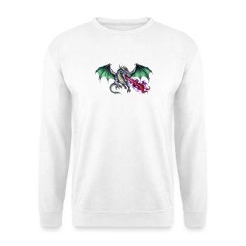 Krimson Flammen Werfender Smaragd Drachen - Unisex Pullover - Weiß - Vorne - Alina (178cm) & Michal (187cm)